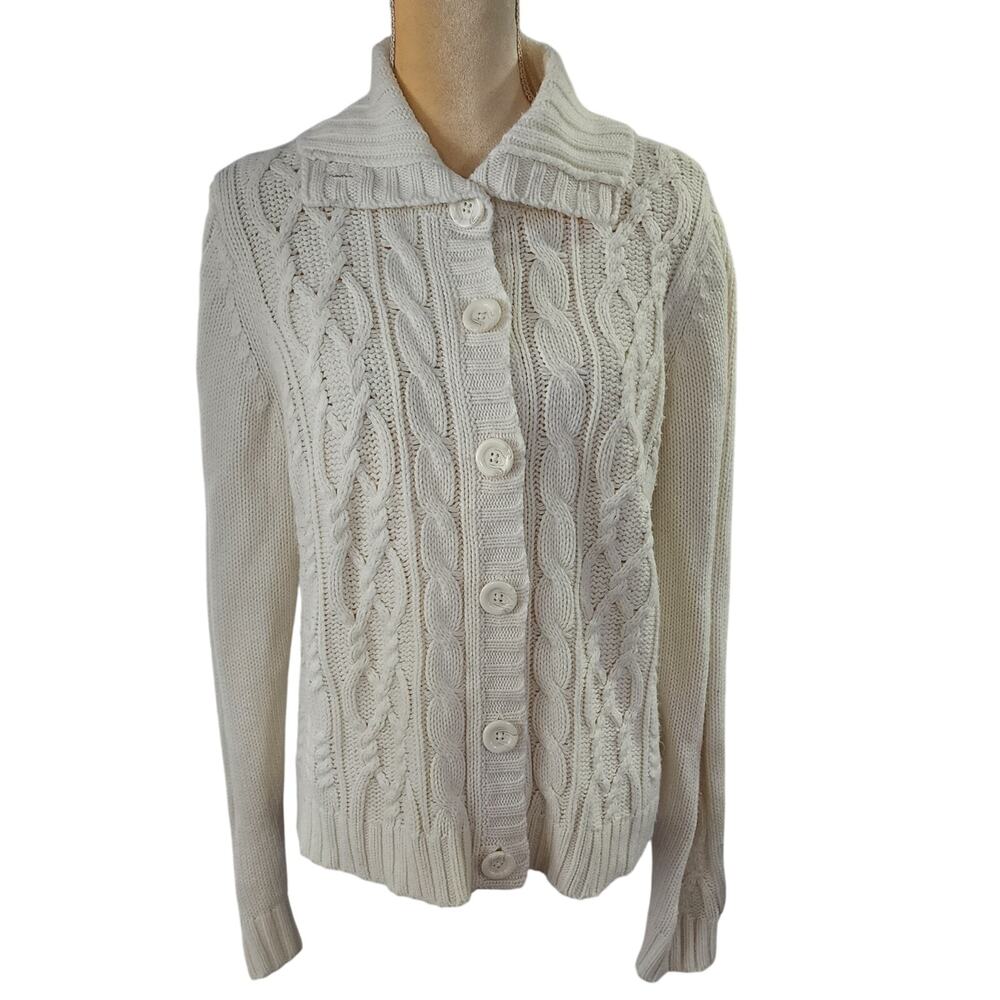 Pierri New York Fisherman Cable Large Button Down Knit Cardigan Sweater Large